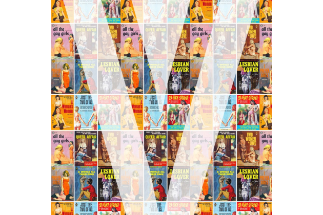 Het logo van Velvet Publishers, met op de achtergrond verschillende pulpature boekjes