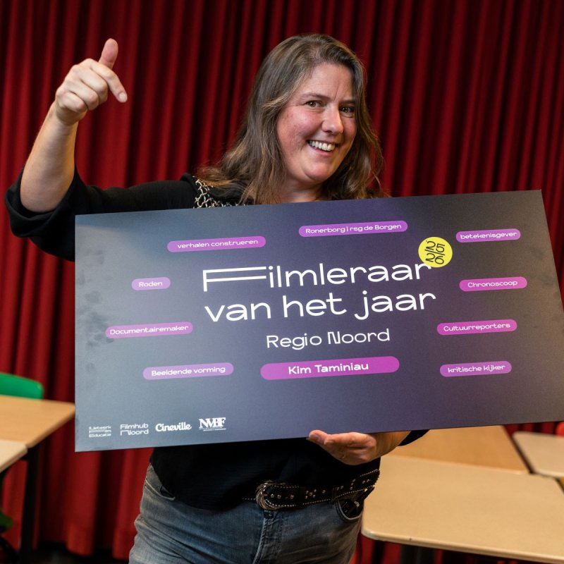 Docent Kim Taminiau is Filmleraar van het Jaar '25/'26 regio Noord